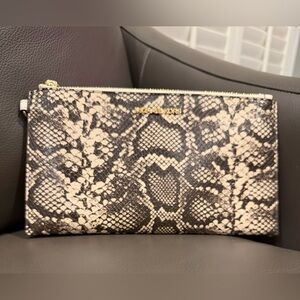 Michael Kors Black and Cream Snake Embossed Clutch